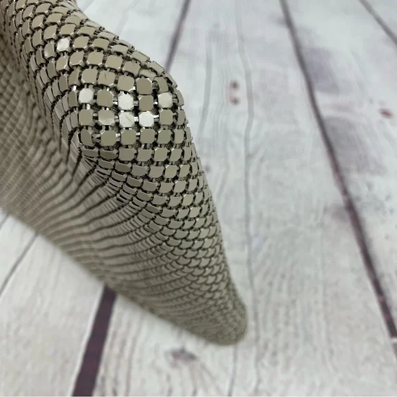 Whiting And Davis Mesh Chainmail Clutch Crossbody Taupe Tan - Picture 8 of 14